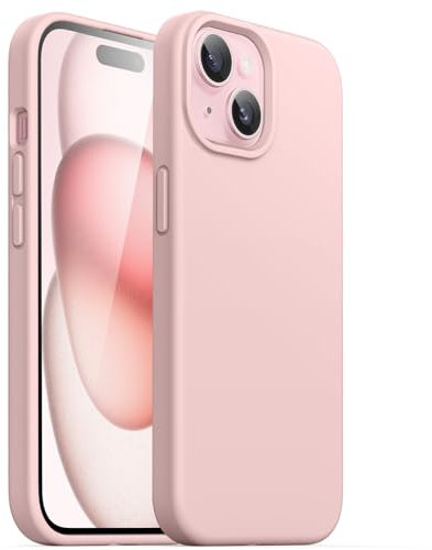 JETech Cover Silicone per iPhone 15 Plus 6,7 Pollici, Protettiva per Tutto il Corpo Morbida al Tatto, Custodia Antiurto (Rosa)
