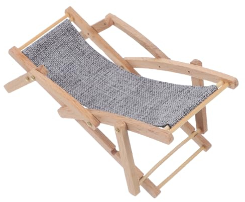 Toyvian Ornament Mini-loungesessel Aus Puppenhaus-chaiselounge Puppenhaus-liegestuhl Puppenhauszubehör Puppenhaus-szenenmodell Puppenhaus-modellstuhl Miniatur-holzstuhl Säule Stoff Falten