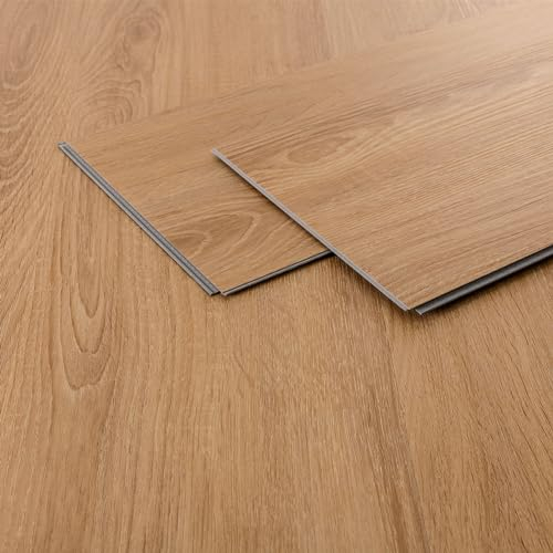 ML-Design Deluxe PVC Bodenbelag, Click Vinyl-Dielen, Vinylboden, 122 cm x 18 cm x 4,2 mm, Dicke 4,2 mm, 7,7m²/35 Dielen, Sandbar Eiche, Braun, Holzoptik, rutschfest, wasserfest, Belastungsklasse 34