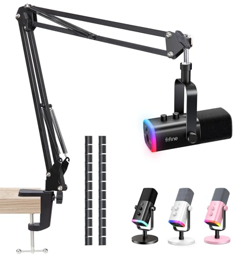 SUNMON kompatibel mit Mikrofonarm – einstellbarer Mic Boom Arm Universal Mikrofon Ständer Tisch mit kabelkanal, 3/8 bis 5/8 Adapter für Blue Snowball HyperX QuadCast SoloCast