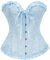 Vrapo Korsett Damen - Bustier Corset Top für Frauen - Vollbrust Corsage Schnürkorsett Taillenformer Dessous - Pflaumenblüten Bambus Muster - Sternen Licht Blau - Größe S