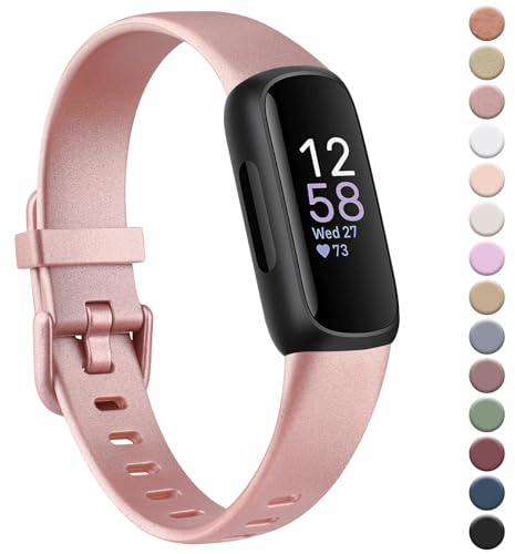 YLK Armband Kompatibel mit Fitbit Inspire 3 Armband für Damen Herren, Klassisches Silikon TPU Armbänder Sport Verstellbares Ersatzarmband für Fitbit Inspire 3 Uhrenarmband, Roségold
