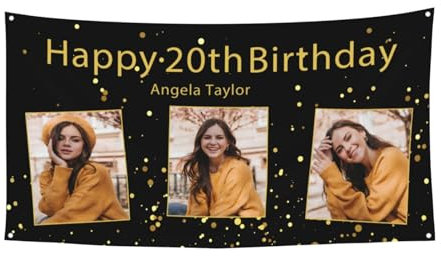 Individuelle Fotocollage, Geburtstagsbanner für Party, groß, personalisierbar, Name, Hintergrundbanner, personalisierbar, bedruckt, personalisierbar, Banner, Party-Dekoration, individuelle Banner,