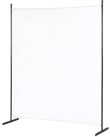 Mingone Raumteiler Trennwand Extralanger Paravent 1-TLG. Sichtschutz Faltbar mit Metallrahmen Polyester-Mischgewebe für Wohnzimmer, Schlafzimmer, Küche, Büro, Balkon, Garten, Weiß, 175x176cm