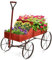 HOMASIS Blumenwagen Holz, Blumenkarre mit 4 Metall Rädern, Griff & 2 Fächern, Blumenständer Holzwagen Pflanzschubkarre, Blumenkasten Gartendeko für Garten Balkon Terasse, 62x34x60cm (Rot)