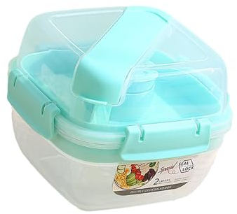 Baoblaze Cuenco de preparación de comidas para llevar, recipiente para ensalada de 1300ml con tenedor, caja de ensalada, ensaladera para aperitivos, ensaladas, Verde