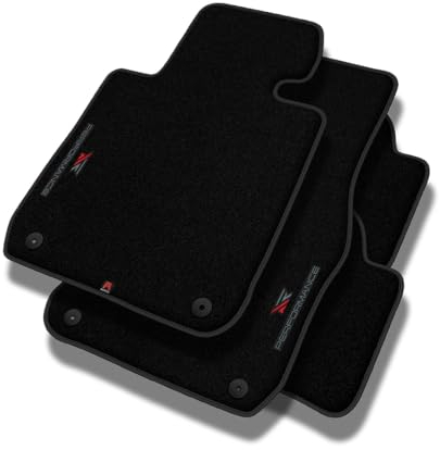 Performance Personalisierte Velours Fußmatten Auto passend für BMW 1er E87 2004-2011 - Premium, Perforiert, rot-grau -Präzise CNC-Stickerei, Design-Lochpaspel, Auto Fußmatten - Perfekt für Autofahrer