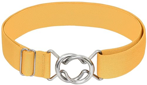 Falari Damen-Stretch-Gürtel, verstellbar, Metallschnalle, für alle Anlässe, 1 Gürtel – Senfgelb, Einheitsgröße