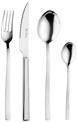 Pintinox Set posate per 6 persone, serie Ocean con Coltello BIstecca, Acciaio Inox Nichel free, 24 pezzi, Made in Italy