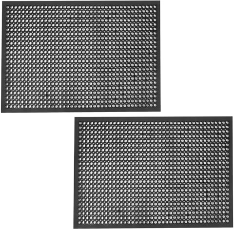 Anti Fatigue Outdoor Rubber Floor Mat 2 Pack Commercial Restaurant Kitchen Mats for Floors Non-Slip Bar Floor Mats Rubber Door mat Drainage Mats Utility Garage Use 36 x 60 Black