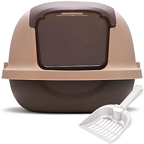 Inodoro para Perros Caja de Arena Grande para Gatos, Bandeja Sanitaria Cubierta, Caja de Arena Cerrada, Inodoro de plástico para Mascotas, fácil Acceso Orinal Perro (Color : Brown)