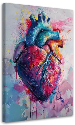Feeby Bilder - Foto Geschenk - Herz Liebe Aquarell wie gemalt - 40x60 1tlg - Leinwandbilder Wohnzimmer - Wandbild über dem Bett - Bild Schlafzimmer - Aesthetic Zimmer Deko - Modern Pictures