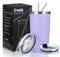 Livole 20oz Travel Mug for Cold Drinks, 600ml Insulated Vacuum Tumbler with Straw and Lid, Double Walled Coffee Cup Travel Mug, Stainless Steel Wine Tumbler for Ice Coffee, Cocktail, Light Purple