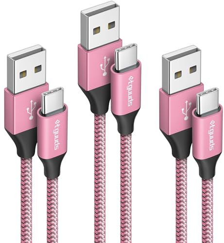 etguuds iPhone 16 USB C Cable, (1M/1M/2M) Pink USB Type C Phone Charger Cable Nylon CarPlay Fast Charging Power Lead for iPhone 16 15 Pro Max, Samsung S23 S22 S21 A53 A54, Pixel 6/7/8, Tab A7/ A8/ A9