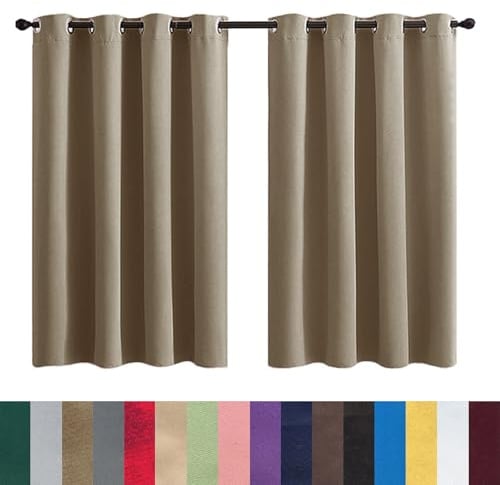 Rideau Occultant, Panneaux de Rideaux Intérieurs 200 x 200 cm Opaque à Oeillets Isolation Lumiere Anti UV Decoration Rideaux Opaques Rideaux Isolants Thermiques Fenêtre Salon Coucher, Jaune sable