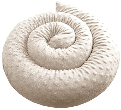 Bebeloo Bettschlange Bettkissen Seitenschläferkissen Nackenrolle Schlafkissen Kuschelschlange Stillkissen Zierkissen Zugluftstopper Body Pillow Minky Oeko-TEX (Beige, 300 cm)