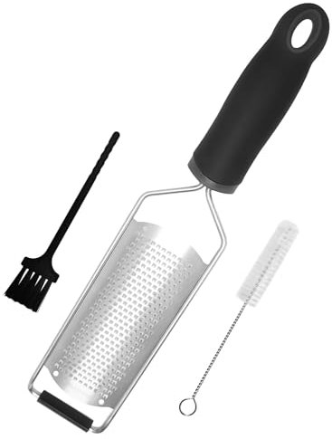 XIKAYA Parmesan Grater, Cheese Grater, Lemon Grater, Ginger Grater and Much More Razor-Sharp Stainless Steel Blade, Dishwasher Safe, Includes Protection and Cleaning Brush