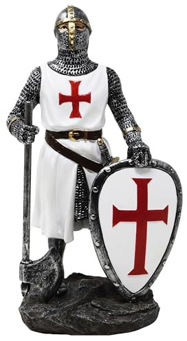 MystiCalls Croix croisée blanc/rouge avec hache de combat – Chevalier, décoration, figurine