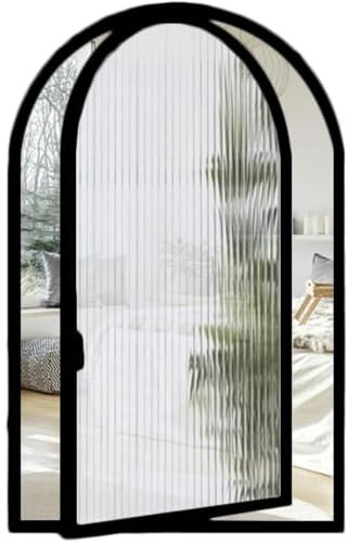 Finestre girevoli con Telaio in Metallo ad Arco, Finestra a Incasso for cucine di Appartamenti, caffè, chiese, finestre scorrevoli con Maniglie(Black,31.5x23.7in/80x60cm)