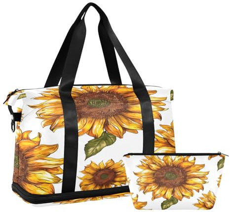 Sporttasche, Reisetasche, Reisetasche, Wochenendtasche, Übernachtungstasche, mit Nassfach, Schuhfach und Kulturbeutel, Van-Gogh-Stil, Sonnenblume für Damen und Herren, multi