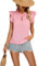 Kate Kasin Top estivo da donna senza maniche con volant scollo a volant tinta unita, rosa chiaro, M