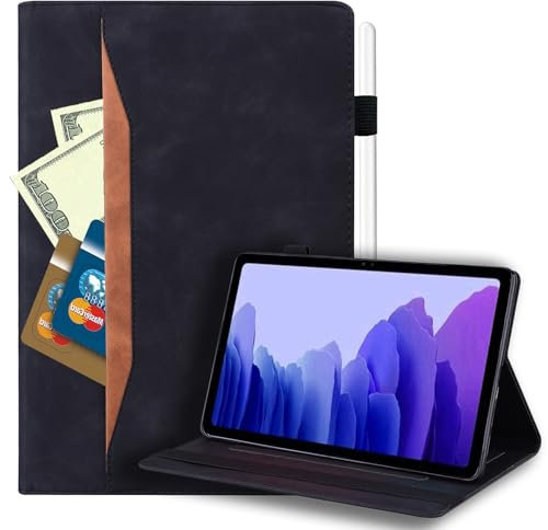 DayQiQiPu Tablet Protective Sleeve for Samsung Galaxy Tab S7+ Plus SM-T970/T976B/T975 12.4 Inch PU Leather Vintage Flip Case Wallet Stand Cover Soft Texture with Auto Wake/Sleep Black