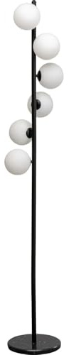 Kare Design Stehleuchte Scala Balls Milky, Schwarz, Retro, minimalistisch, Schlafzimmerlampe, Wohnzimmerlampe, Home Office Leuchte, kein Leuchtmittel enthalten, 160x29x29 cm (H/B/T)