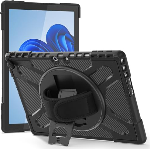 Fintie Hülle für Microsoft Surface Pro 11/10 / 9 (2024-2022) 13 Zoll | 360° Drehbare Ständer und Handgurt, Robuste Heavy Duty Stoßfeste Robuste Schutzhülle, Schwarz