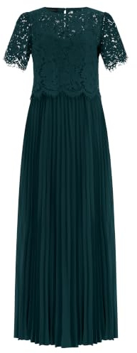 APART Fashion Damen Langes Plissiertes Abendkleid, kurzärmelige Spitzenjacke, verstellbare Träger, Slim-Fit-Oberteil, Maxikleid für Hochzeitsgäste, formelle Party und Abschlussball
