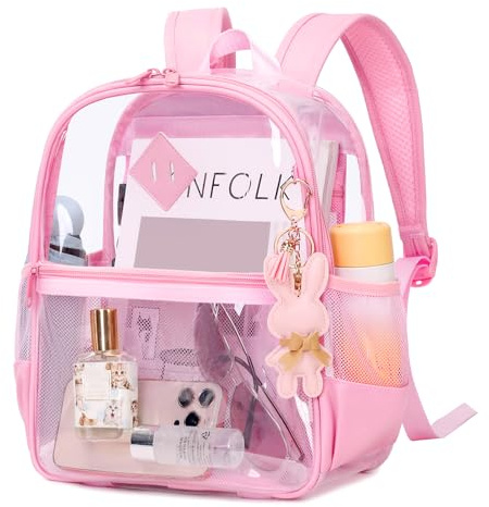 MUSEVOS Transparenter Rucksack für Stadionveranstaltungen, zugelassen, 30,5 x 15,2 x 30,5 cm, dicke Mini-Tasche aus TPU mit Vordertasche für Konzertsport