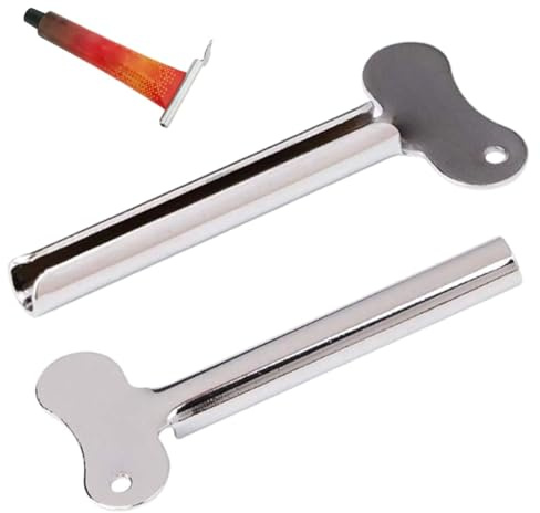 2 Stück Zahnpasta Squeezer, Edelstahl Zahnpasta Rohr Squeezer, Röhrenspender, Schlüssel Creme Röhre Pressen Farbe Squeezer Röhre Squeezer Werkzeug, Geldersparnis Badezimmer Werkzeuge