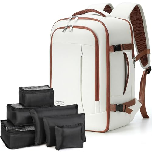 Lekespring Mochila de equipaje de mano 40 x 20 x 25 cm para Ryanair, mochila de viaje con 6 cubos de embalaje, bolsa de cabina para avión, negocios, trabajo, fin de semana y viaje corto, L: 40x20x25