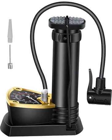 Car Foot Inflator - Bike Foot Pump | Lightweight with Pressure Gauge, Portable Tire Air Compressor for Bicycle, Motorcycle, Electric Vehicle, Automotive, Inflatable Toys, 20x15x10.5cm Aluminum ABS