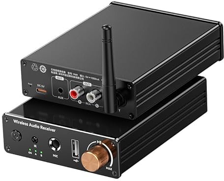 Ricevitore Bluetooth 6.0, adattatore audio wireless ad alta risoluzione con bassa latenza che supporta chiavette USB, jack da 3,5 mm, chiamate, per vecchi stereo/altoparlanti cablati