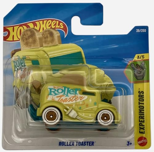 Hot Wheels - Tostadora con ruedas - Tostadora amarilla - Camión de comida fantasía - Experimotors 3/5 - 39/250 - JJJ10 - Mattel 2026-1:64 - Coche en miniatura - Coche de fantasía