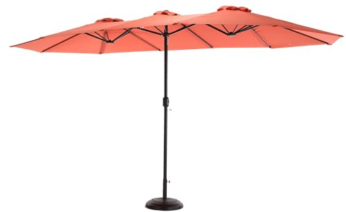 Generisch Grande ombrellone rettangolare da 4,5 m, con manovella, arancione, estremamente ombreggiante per giardino, piscina e terrazza (senza supporto)