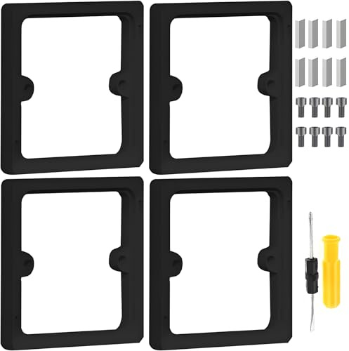 Alriedy 4PCS Single Socket Spacer Switch Spacer Back Box Extender, 86x86x10mm Black Stackable Flush Wall Spacer Kit with Screwdriver – Convenient for Electrical Outlets, Switches & Wall Plates