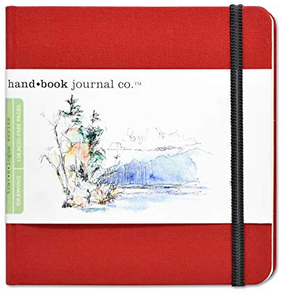 Speedball Drawing Journal Book 5.5 x 5.5 Square Vermilion Red, Art Sketch Paper For Pen, Ink, Pencil, Markers, For Adult, Kid