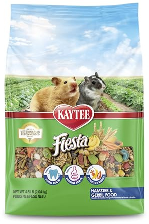 Kaytee Fiesta Hamster & Gerbil Food, Nutritious and Fun Blend, Supports Dental Health and Digestion, 4.5 pounds
