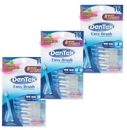 Dentek Easy Pinselreiniger, breiter Raum, 16 Stück (3 Stück)