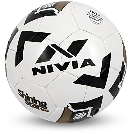NIVIA Shining Star - 2022 Football/Rubberized Stitched Football/32 Panels/Suitable for Hard Ground Without Grass/International Match Ball/Soccer Balls/Football Size - 5 (Black & White)