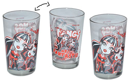 alles-meine.de GmbH 3 Stück - Trinkgläser Monster High - Glas Becher Trinkbecher Saftglas - Kind für Kinder Mädchen Puppen Saftgläser/Frankie Stein Draculaura Clawdeen Wolf