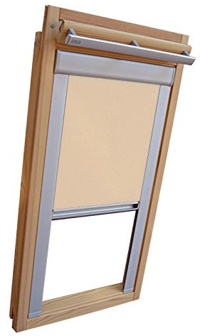 Verdunkelungsrollo Rollo mit Seitenschienen für Velux DKL/DKU-EP GGU,GPU,GHU,GTU PK06 beige-karamell