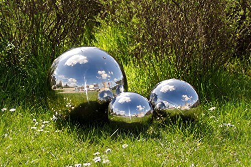 Köhko 3er Gartenkugeln poliert aus hochwertigem Edelstahl 20, 25 und 30 cm Dekokugeln-Set