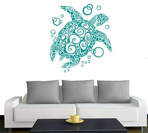 A076 Wandtattoo Bubble Turtle 112cm x 102cm tuerkis (erh. in 40 Farben und 2 Größen)