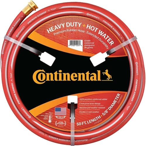 Continental ContiTech Red Hot Water Heavy Duty Garden Hose, 5/8 ID x 50 Feet Length