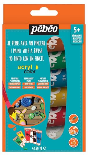 Pébéo Acrylcolor Kit découverte de peinture 6 tubes de 20 ml Assorties