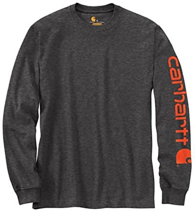 Carhartt mens Carhartt Men's Big & Tall Signature Sleeve Logo Long Sleeve T Shirt Original Fit Long Sleeve T-Shirt - black -