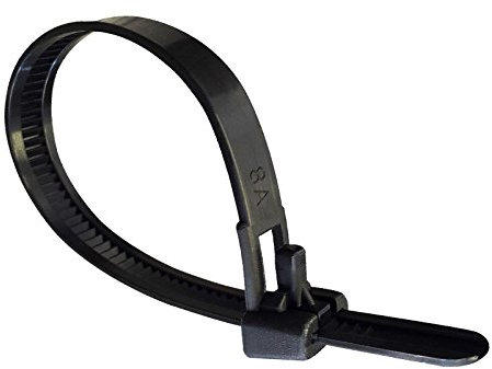 100 x Black Releasable Cable Ties 300mm x 7.6mm Reusable Wire Tidy Zip Wrap Straps