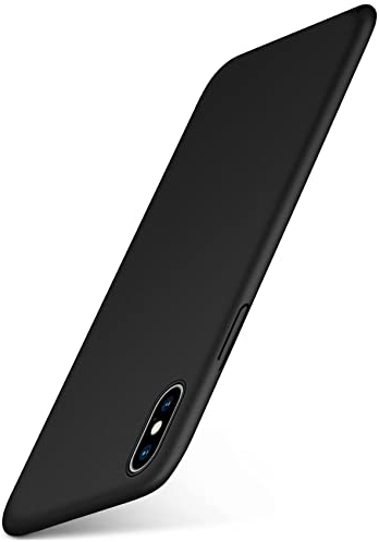 moex Alpha Case für Apple iPhone X/iPhone XS Hülle Ultra Dünn, Schutzhülle mit erhöhtem Kameraschutz, Slim Cover Hardcase Backcover, Dünnste Handyhülle Minimalistisch, Matt Schwarz